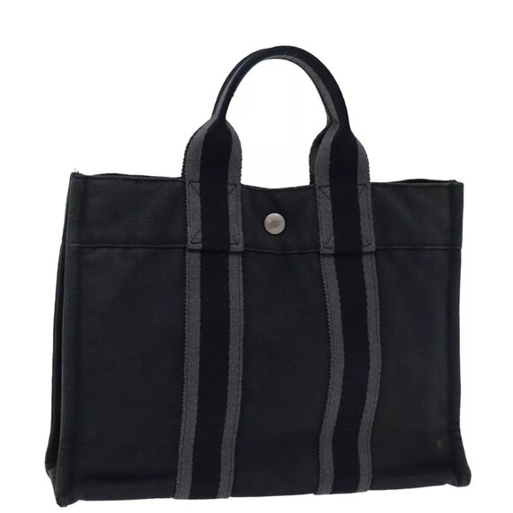 HERMES Fourre Tout PM Hand Bag Canvas Gray Auth - Picture 2 of 16